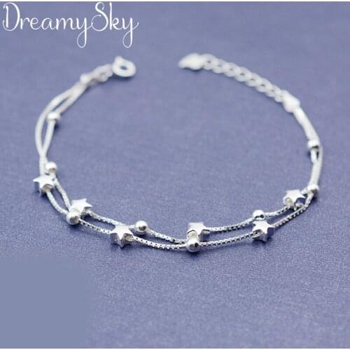 Summer Fashion Silver Color Star Charms Bracelets For Women Luxury Brand Beads Bracelets Wedding Statement Jewelry Bijoux