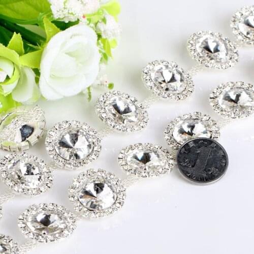 Yard Fashion crystal glass silver rhinestones claw chain DIY Wedding Dress Decoration and headpiece jewelry accessories