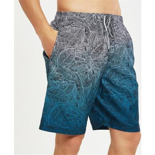 Summer Mens Beach Shorts Quick-Drying Surfing Gradient Board 100% Polyester Short Pants Sports Swimsuit
