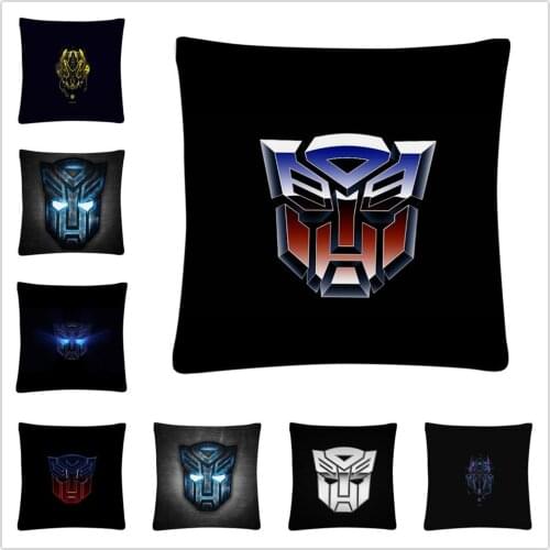 Movie Transformation Logo pattern Soft Short Plush Cushion Cover Pillow Case for Home Sofa Car Decor Pillowcase45X45cm