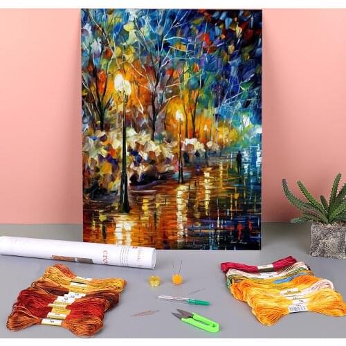 The Warm Light The Winter Pre-Printed 11CT Cross-Stitch DIY Embroidery Set DMC Threads Handicraft Handiwork Painting Decor