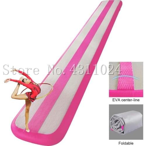 Pink Gymnastics Air Balance Beam 13ft Length Inflatable Practice Training Mat Air Floor Home Use Professional Training with Pump