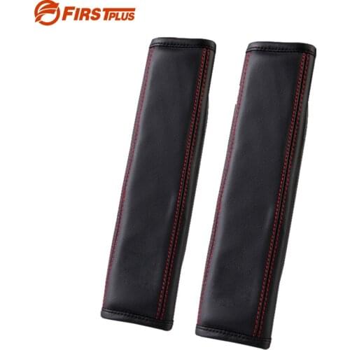 2 x Genuine Leather + PU Leather Seat Belt Shoulder Pad Car Seat Belt Covers for Adults Seatbelt Pads Strap Shoulder Protector