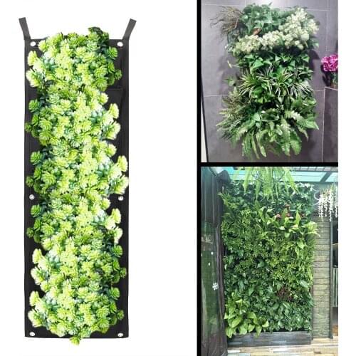 Wall-Mounted Garden Planter Flower Pots Vegetable Plant Grow Bag 7 Pocket Flowerpot Bag Growing Bag Vertical Hanging