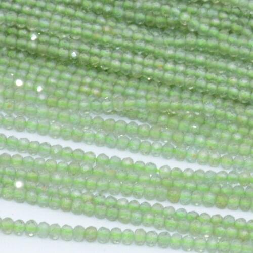 Natural Green Fluorapatite / Apatite Faceted Rondelle Beads 2x3mm