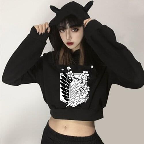 New Japanese Anime Attack on Titan Hoodies Woman Cartoon Kawaii Streetwear