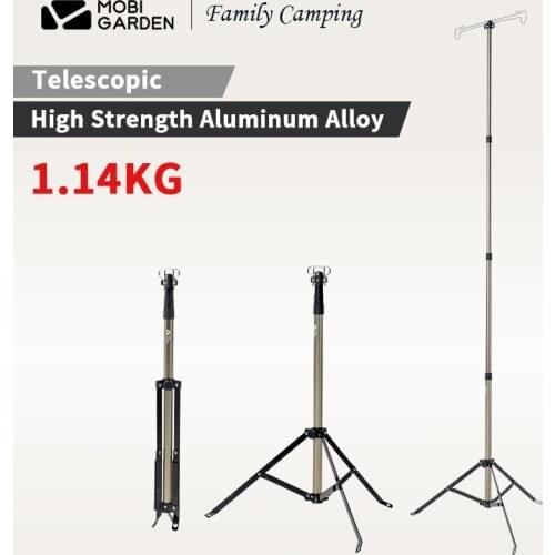 MOBI GARDEN Outdoor Equipment 2.2m Aluminum Alloy Lamp Holder Scalable Portable Hanging Lamp Shelf Camping Tent Accessories