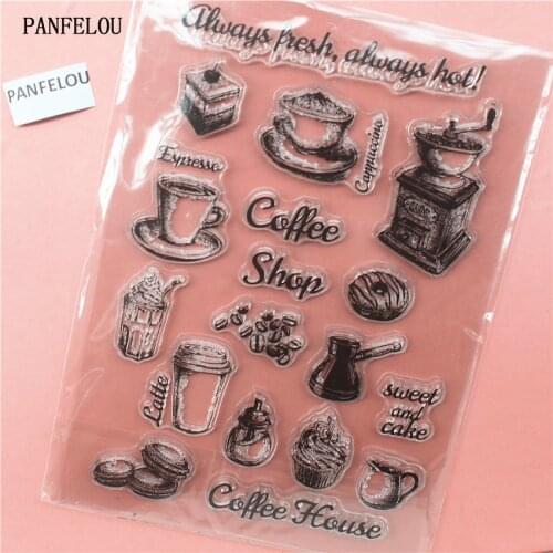 PANFELOU coffee Transparent Clear Silicone Stamp/Seal for DIY scrapbooking/photo album Decorative clear stamp sheets