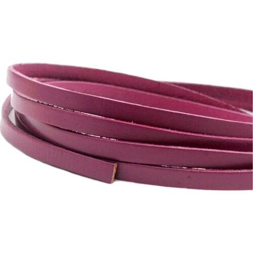 Aaazee 1 Yard 5mmx2mm Violet Cow Hide Real Leather Strip, 5mm Wide Genuine Cord for DIY Bracelet Necklace Jewelry