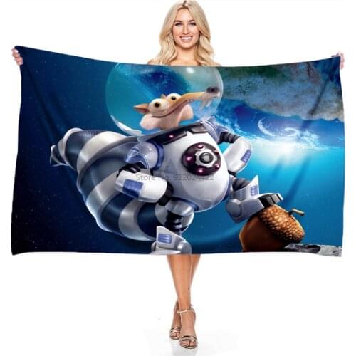 New Ice Age Animal Digital Printing Bath Towel Beach Towel Microfiber Shower Towels for Adult Childrens Gift 70x140cm 140x180cm