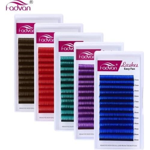 4 Color Eyelashes Extension 1 case Easy Fan Volume Lashes Blue Red Eye Lash Extension Blooming Lashes Easy To Make Fan FADVAN