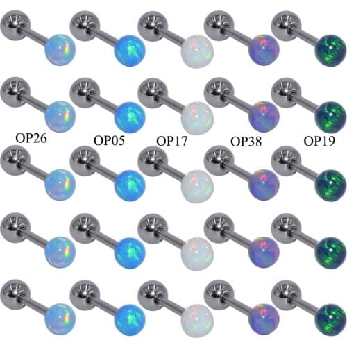 1PC Surgical Steel Round Opal Stone Ear Tragus Cartilage Helix Earring Body Piercing Jewelry Retainers Earring Barbell Stud 16g