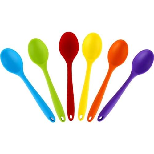 Silicone Soup Spoon Silicone Kitchen Tableware Spoon Bakeware Spoon Mixer Kitcher Tools Long-handled Cooking Utensils Baby Spoon