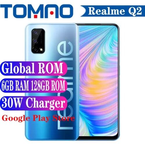 Realme Q2 5G Cell phone 6.5” 120Hz Android 10 Octa Core Dimensity 800U 5000mAh Battery 30W Fast Charger 48MP Camera Google Play