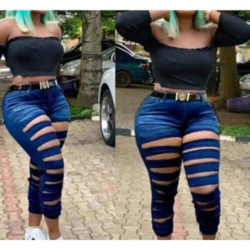 2021 Sexy Ripped Bodycon Pants Women Y2k High Waist Bottoms Joggers Summer Outfits Loungewear Sweatpants Tracksuit Trousers