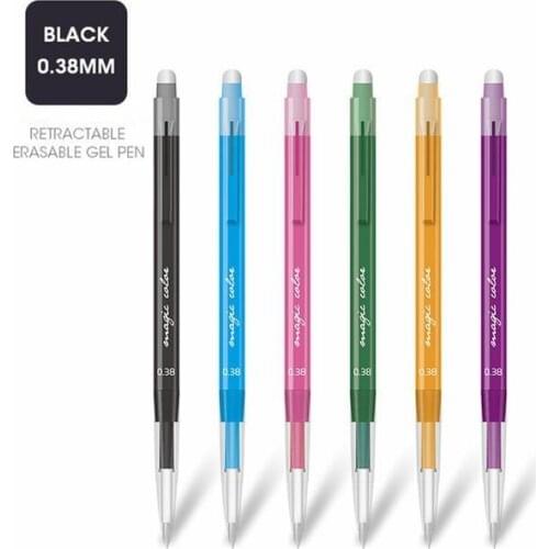M&G 6 Colors Retractable Erasable Pen 0.38mm Erasable Gel Ink Pens Color Pens writes erases heat vanish heat transfer pen 6pcs