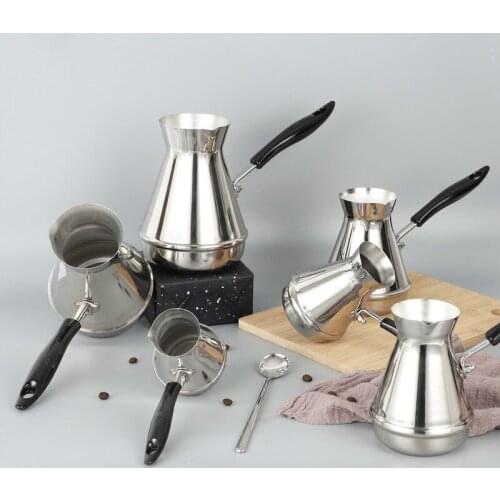 Stainless Steel Turkish Coffee Pot Arabica Coffee Maker Kettles Percolators European Long Handle Mocha Moka Pots WY71309