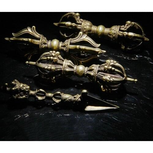 Pure Brass Vajry Pestle Ornaments Buddha Instrument Retro Copper Buddhism Pendants Home Decor Desk Decorations Feng Shui Crafts