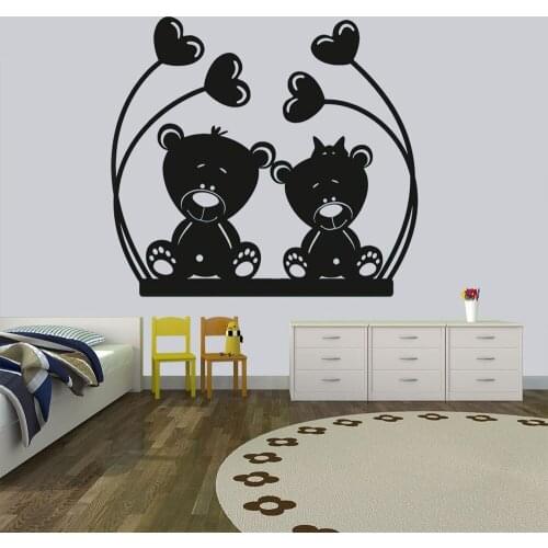 Vinyl Teddy bear wall decor Decals for kids Bedroom Nursery decals decor love swing sticker Baby room decoration decals HY973