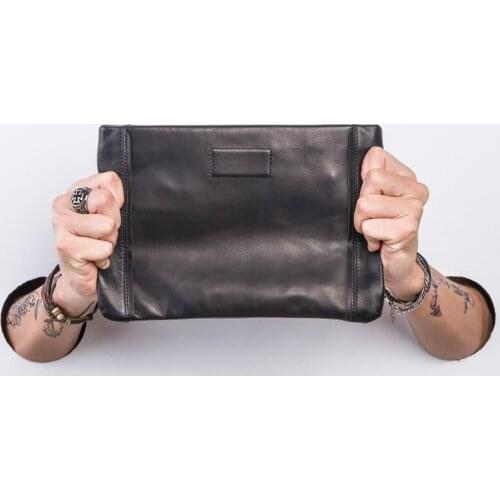 Vintage sheepskin handbags, trendy leather envelopes, zippered soft leather clutches, fashionable casual clutches