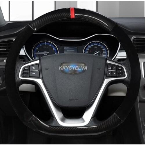 D Type Car Steering Wheel Cover Wrap For Geely Atlas 2016 - 2021 Coolray I 2020 2021 Emgrand 7 2018 - 2021 Emgrand GT 2015- 2021