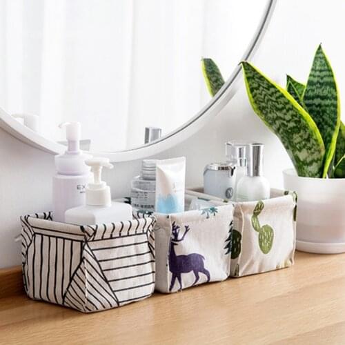 Bathroom Waterproof Cosmetic Storage Basket DIY Creative Home Desktop Stationary Organizer Fabric Pen Book Toy Storage Container