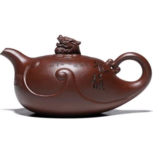 High Quality Purple Clay Material Teapot Dragon Pattern Handmade Tea Pot Collectible Chinese Teapot For Gift Food Processor