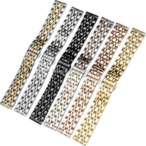 Top grade Stainless Steel Solid Watchband Silver Gold Black Bracelet with Deployment Buckle 16/18/20/22mm For AR1648/1958/1681
