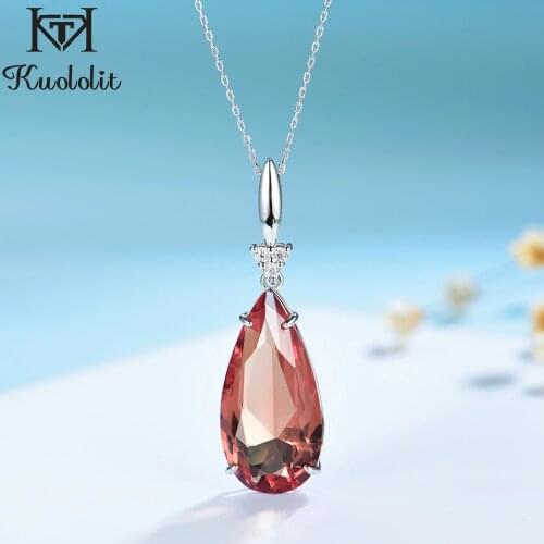 Kuololit Zultanite Gemstone Pendant For Women Solid 925 Sterling Silver Water drop 15x30 necklace for Engagement Promise gifts