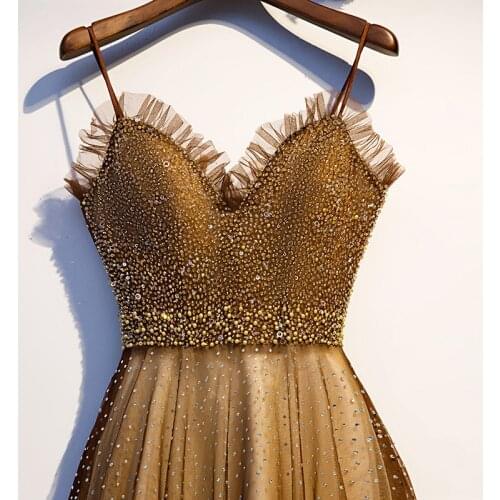 Sexy Evening Dress Robe De Soiree 2019 High Quality Tulle With Applique beading formal prom party Dresses Vestido De Festa