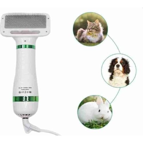 2 in 1 Portable Dog Dryer Pet Hair Dryer And Fur Comb Brush Dog Cat Grooming Dryer Adjustable Temperature Wind Speed Pet Brush