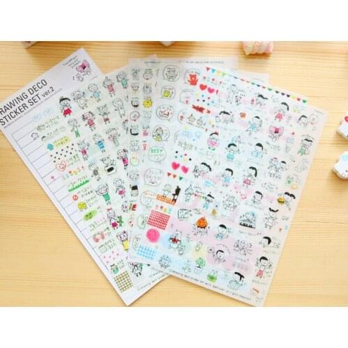 6pcs Kawaii drawing deco ver.2 sticker pvc diy decoration sticker for album scrapbooking stationery sticker gift for kids