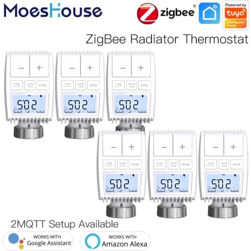 Tuya ZigBee3.0 Radiator Actuator Valve Smart Thermostat Temperature Controller External Sensor TRV Voice Control with Alexa