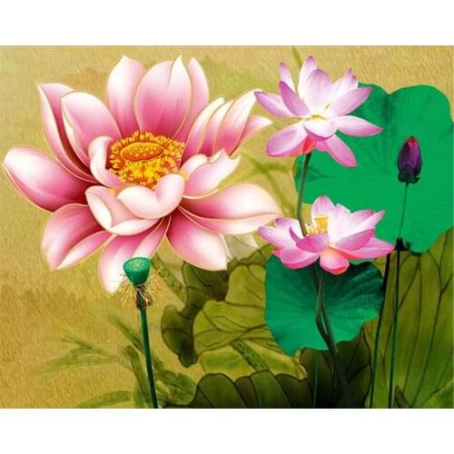 5D DIY Diamond Painting Lotus Cross Stitch Kit Full Drill Square Round Embroidery Mosaic Art Picture of Rhinestones Decor Gift