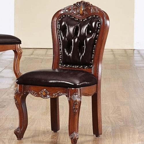 American Solid Wood Childrens Leather Small Chair Small Backrest Chair European-style Fabric Upholstered Dining Chair