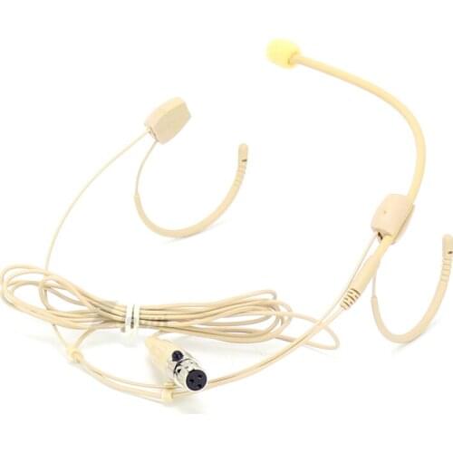Beige Mini XLR 3 Pin TA3F Headset Microphone Headworn Mic For SAMSON Wireless System Beltpack Transmitter SR55 ST5 UM1 CT7 AL300