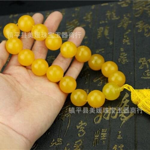 100% real yellow agate 18mm beads bracelets for women men bracelet with tassel prayer rosaries jade bangle gemstone bracelet