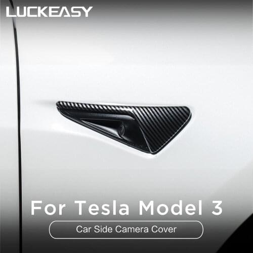 LUCKEASY Exterior modification car ABS camera protection cover for Tesla Model3 model 3 Model Y Model X Model S carbon fiber