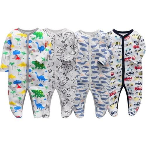 3pcs Baby Girl Clothes Footed Boy Rompers Comfortable Newborn Pajamas Cartoon Printed Infant Jumpsuit Romper 12m Girls Clothing