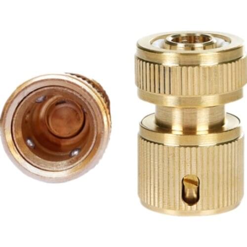 1PC 1/2" 3/4" Hose End Connector Female Brass Hose Connector with Auto Stop Garden Home Watering Water Gun Fittings