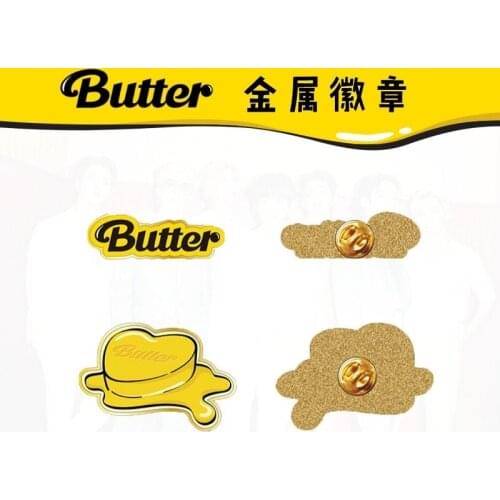 KPOP Bangtan Boys New Album Butter Same Butter Logo Metal Badge Brooch Set Peripheral