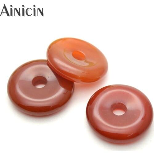 Natural Red Agate Donut Pendant 30mm Round Circle Classics Jewelry Making Findings 10pcs/lot