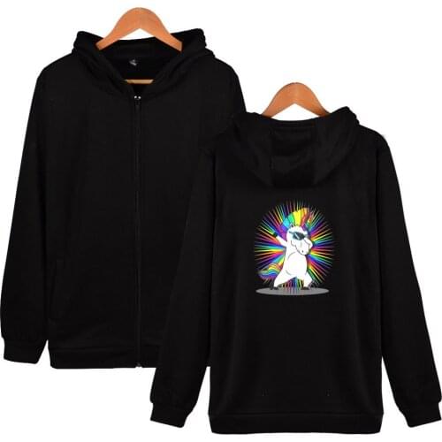 Dabbing Unicorn coats and jackets animal print plus size tops long sleeve coat cosplay jacket zipper hoodies and sweatshirts