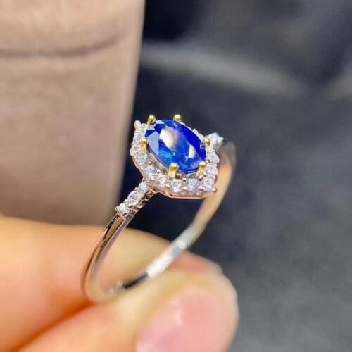 The Best birthday Gift Natural And Real Sapphire Ring 925 Sterling Silver Ring