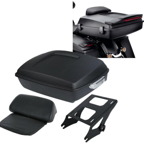 Motorcycle Matte Black Pack Trunk Razor Backrest Rack For Harley Tour Pak Touring Street Glide Electra Glide Road Glide 14-21