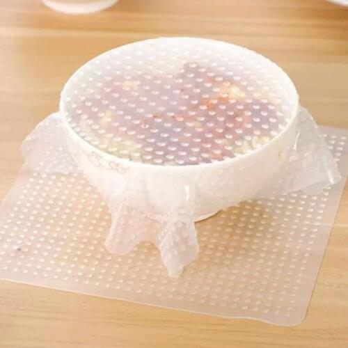 Multifunctional Reusable Silicone Food Wraps Seal Cover Stretch Food Fresh Keeping Saran Wrap Food Storage Container Vacuum Lid