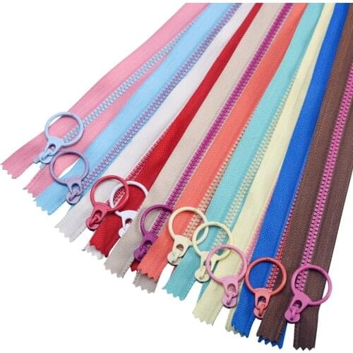 10 colors Mix 3# resin zipper 15-35cm Candy colors zippers round Lifting Ring zipper slider for DIY Tailor Sewing Bag garment