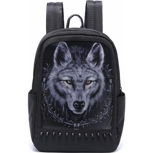 Mens Backpack Totem Printing of Wolf head and tiger head Backpacks For Teenagers Casual Large Capacity Laptop Bag Travel Bag