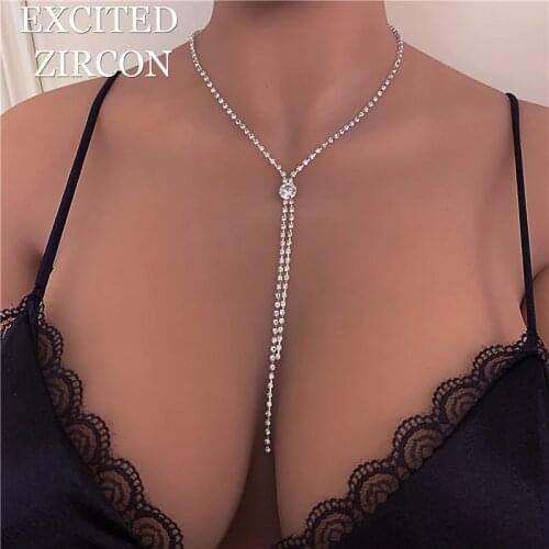 Long Tassel Wedding Jewelry Sets AB Color Crystal Necklace Earrings set Gifts for Women Dating Party Dresses Accessories