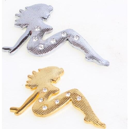 3D Solid metal car retrofit standard belt drilling girl sticker personalized car sticker 20g gold and 2 colors